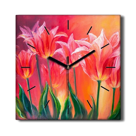 Wiszący zegar na płótnie Kwiaty rośliny 30x30 cm, Coloray Coloray