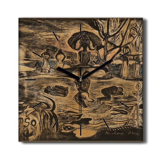 Wiszący zegar na płótnie Mahana atna Gauguin 30x30, Coloray Coloray