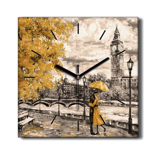 Wiszący zegar na płótnie obraz Londyn para 30x30, Coloray Coloray