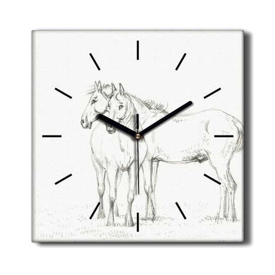 Wiszący zegar na płótnie Zwierzęta konie 30x30 cm, Coloray Coloray