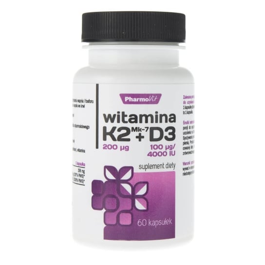 Witamina K2 Mk7 + D3 PHARMOVIT, Suplement diety, 60 kaps. Pharmovit