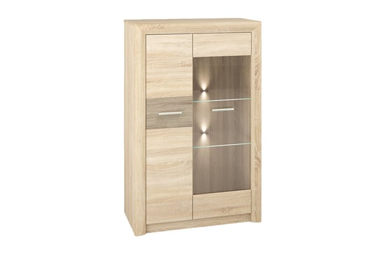 Witryna ARNIKA *dąb sonoma, 85x133x43, Płyta laminowana 16mm, Szkło hartowane Konsimo