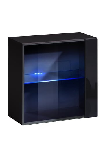 Witryna przeszklona AMS Swap ZZ, + LED, czarna, 60x60x30 cm ASM
