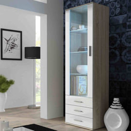 Witryna Simple, beżowo-biała, 60x41x192 cm High Glossy Furniture