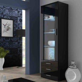Witryna Simple, czarna, 60x41x192 cm High Glossy Furniture