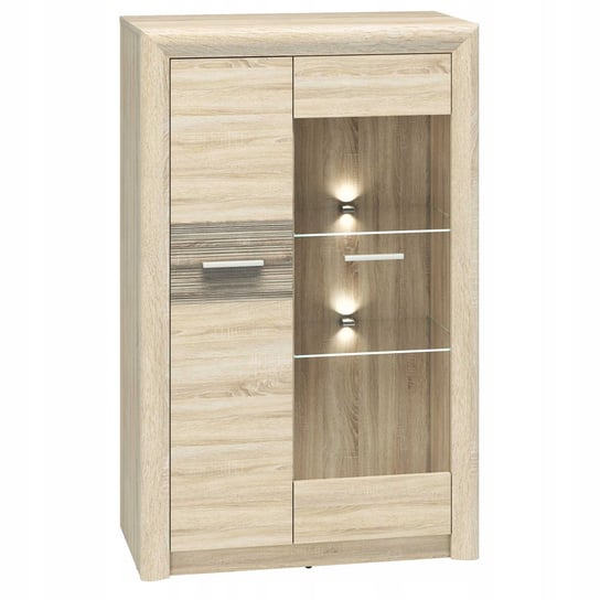 Witryna zamykana LED sonoma MDF trufel 85 cm SOLVER Furnimasters