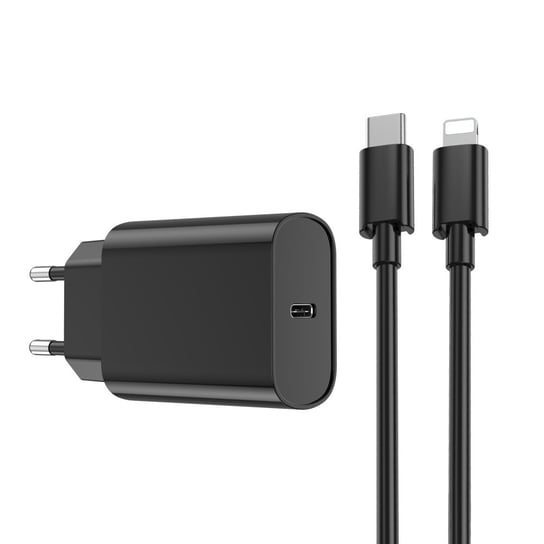 WIWU ładowarka sieciowa Wi-U001 PD 20W 1x USB-C czarna + kabel USB-C - Lightning Wiwu