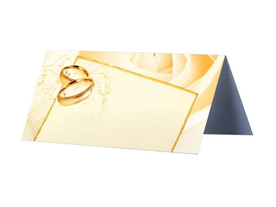 Wizytówki na stół weselny winietki złote obrączki wesele ślub ABC