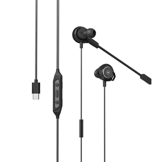 WK Design dokanalowe gamingowe słuchawki zmieniające głos (efekty dźwiękowe) USB Typ C mikrofon pilot czarny (Y28 black) WK Design