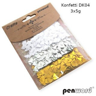 Wk-Konfetti Dk04 Choinki Białe, Srebrne, Złote 3X5G Penword PENWORD