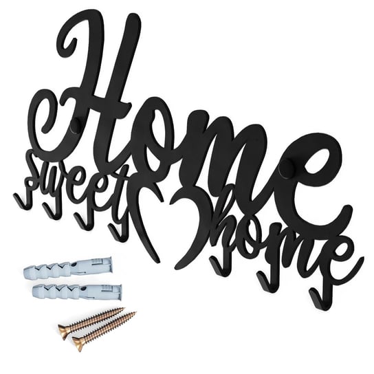 WK_SWHM_C Wieszak uchwyt ścienny „Home Sweet Home” na klucze, ubrania, biżuterie, ozdobny czarna struktura inna (Inny)