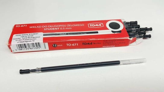 Wkład do długopisu żelowego 0.5 mm TO-671 STUDENT TOMA czarny Toma