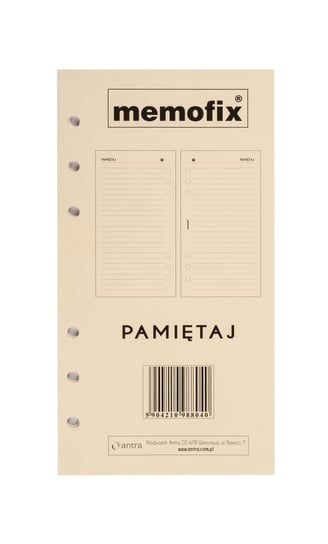 Wkład do organizera, Memofix B6, Pamiętaj Antra