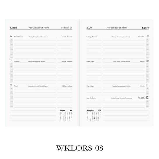 Wkład kalendarium do organizera 2020, format B5 Drops Print