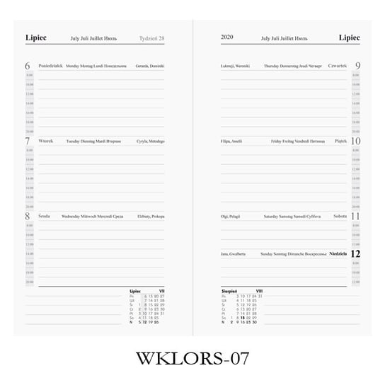 Wkład kalendarium do organizera 2020, format B6 Drops Print