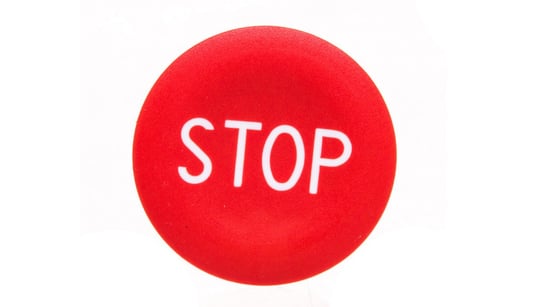 Wkładka przycisku 22mm płaska czerwona z symbolem STOP ZBA434 Schneider Electric