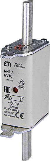 Wkładka topikowa przemysłowa zwłoczna KOMBI NH1C gG 25A/500V ETI