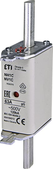 Wkładka topikowa przemysłowa zwłoczna KOMBI NH1C gG 63A/500V ETI
