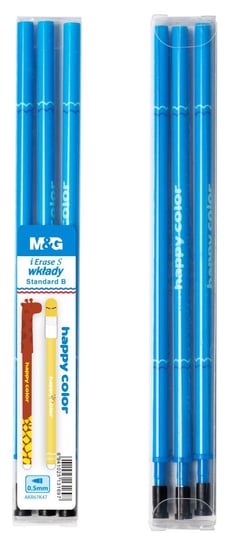 Wkłady do długopisu wymazywalnego Standard B, niebieskie, 0.5 mm, 3 sztuki Happy Color