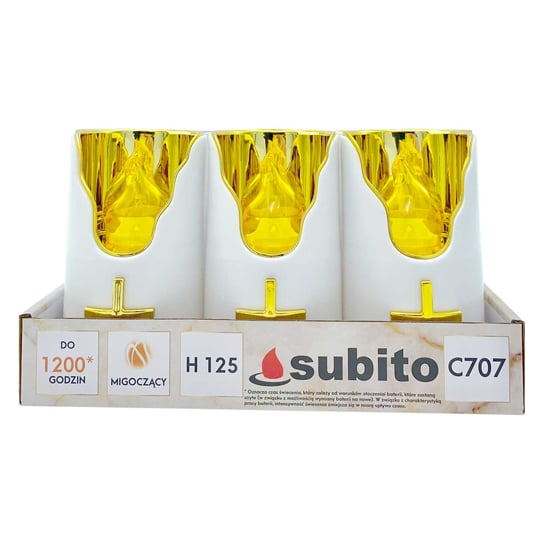 Wkłady Do Zniczy Led Subito C707 H125 6 Sztuk Złoto-Żółty Subito