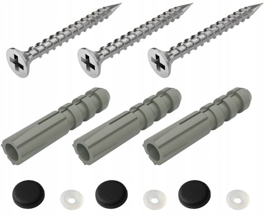 Wkręty 3,5x35 mm + Kołek Rozporowy 6x30 mm + Zatyczki Czarne Zestaw 3 szt. Stalflex