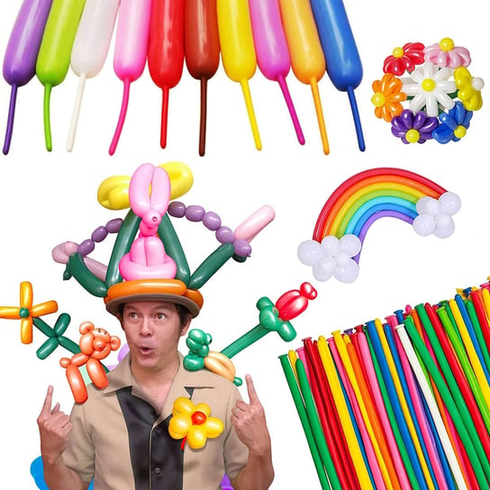 WKS, Długie Balony do modelowania- zestaw zawiera 100 sztuk w różnej kolorystyce WKS