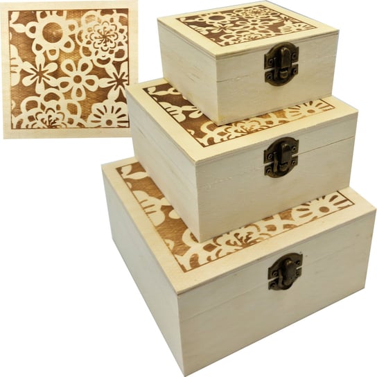 WKS, Szkatułka pudełko kufer skrzynka drewniana 16x16x8 WKS