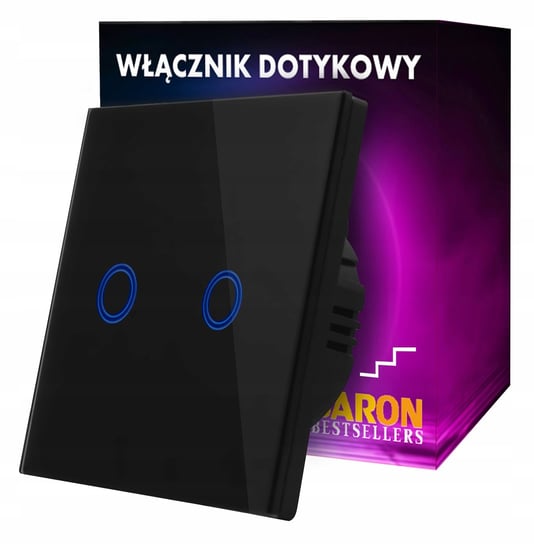 WŁĄCZNIK ŚWIATŁA DOTYKOWY SCHODOWY KRZYŻOWY CZARNY FI60 KABLOWY PODWÓJNY Baron