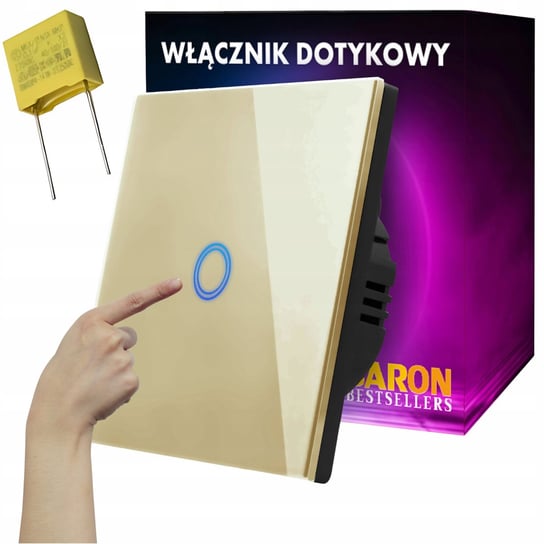 Włącznik Światła Dotykowy Szklany Szkło Pojedynczy Złoty LED fi60 BarON Inna marka