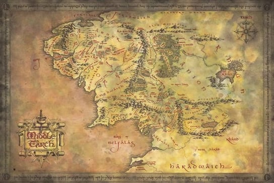 Władca Pierścieni Mapa Śródziemia - plakat The Lord of The Rings