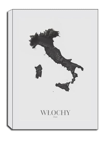 Włochy, Mapa Grafitowa - Obraz Na Płótnie 20X30 Cm Galeria Plakatu