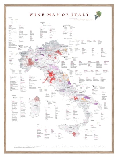 Włochy Regiony Winiarskie 40 X 50 Cm Kuchnia Włoska Wino Plakat / Mapsbyp Mapsbyp
