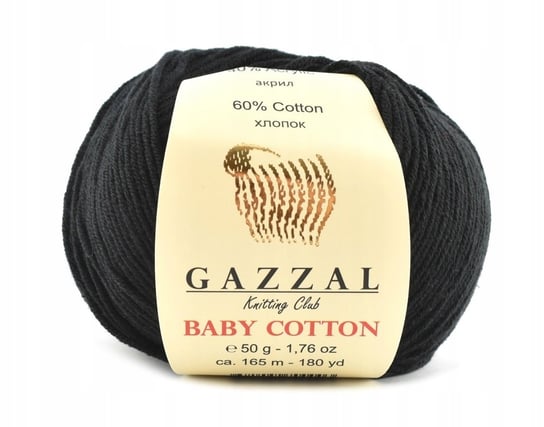 Włóczka Gazzal Baby Cotton 3433 - 50g - czerń Gazzal