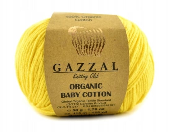 Włóczka Gazzal Organic Baby Cotton 420 żółta 50 g Gazzal