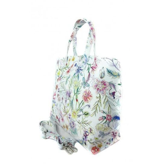 Włoska torba A4 Shopper Bag Vera Pelle Kwiaty SB689K1 KEMER