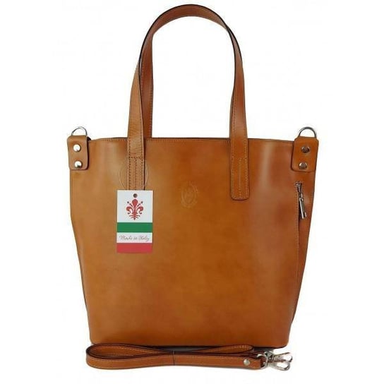 Włoska torebka skórzana na ramię ,shopper mieści A4 ,Vera Pelle ,Camel SB586C KEMER