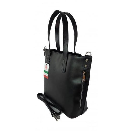 Włoska torebka skórzana na ramię ,shopper mieści A4 ,Vera Pelle ,Czarna SB586N KEMER