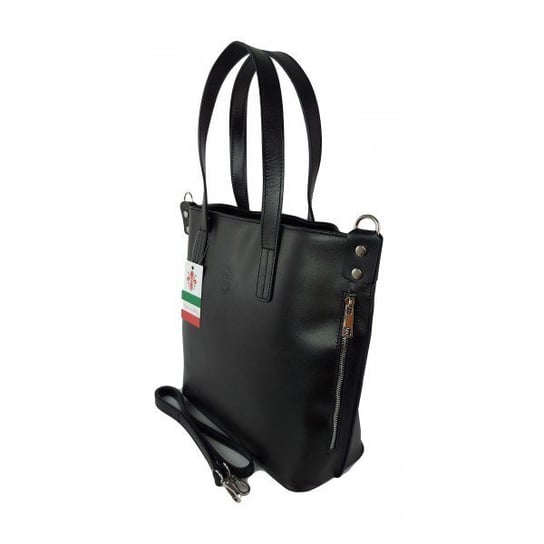 Włoska torebka skórzana na ramię ,shopper mieści A4 ,Vera Pelle ,Czarna SB586N Vera Pelle