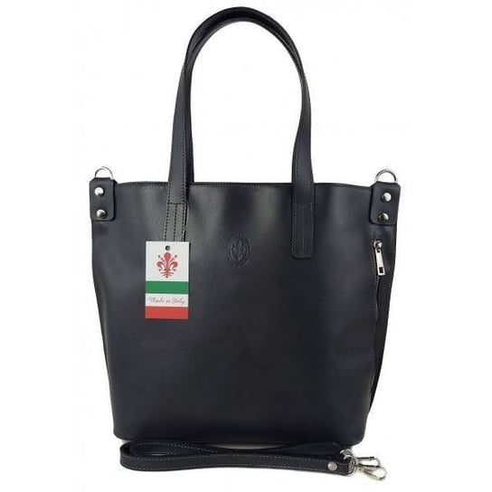 Włoska torebka skórzana na ramię ,shopper mieści A4 ,Vera Pelle ,Szara SB586G KEMER