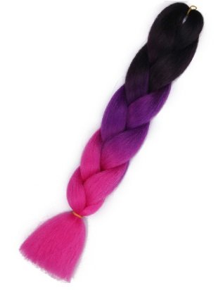 Włosy syntetyczne tęczowe ombre czarny-fiolet-róż ikonka