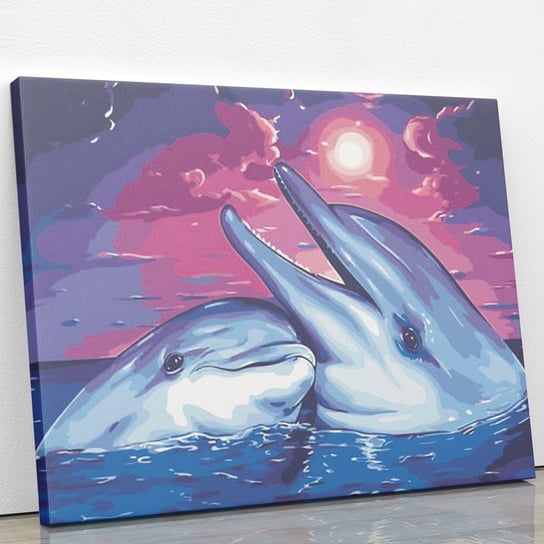 Wodne igraszki delfinów - Malowanie po numerach 30x40 cm ArtOnly
