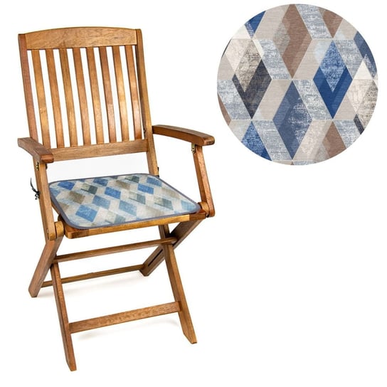 Wodoodporna poduszka na krzesło i meble ogrodowe 40x40  - Romby niebieskie Bowi