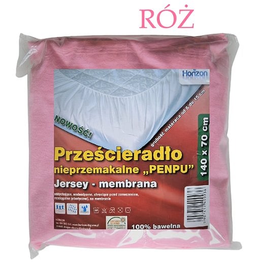 Wodoodporne Prześcieradło Ochronne Jersey Do Łóżka Dziecięcego Z Gumką Premium 70X140 Cm Różowy Horizon