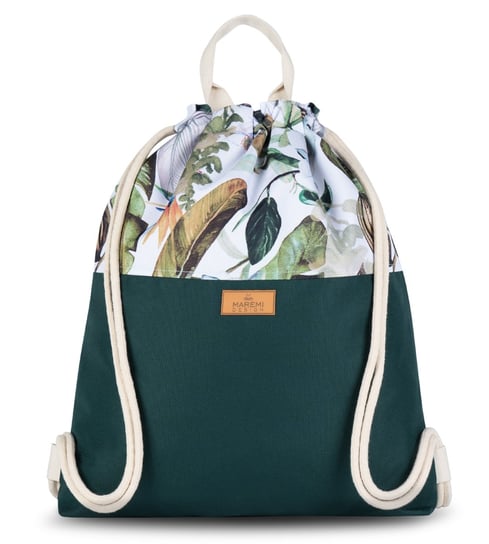 Wodoodporny plecak-worek,  liliowy ogród na zielonym MAREMI Design
