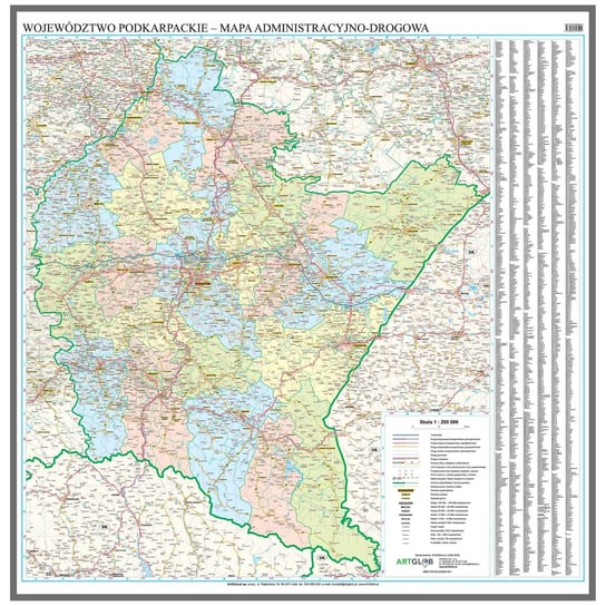 Województwo podkarpackie - mapa ścienna do wpinania - pinboard, 1:200 000, ArtGlob Artglob