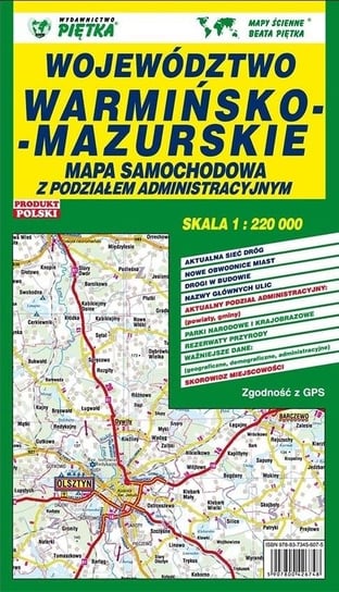 Województwo Warmińsko-Mazurskie 1:220 000 mapa Wydawnictwo Piętka