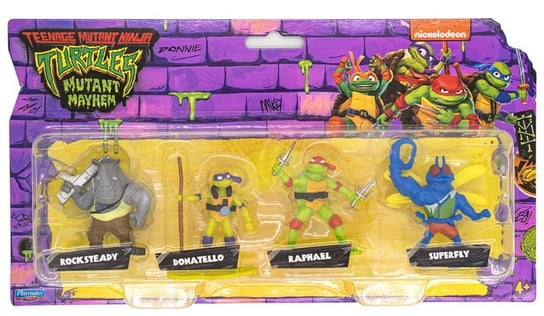 Wojownicze Żółwie Ninja Donatello Raphael Rocksteady Superfly Figurki 4 Szt.  Playmates Playmates