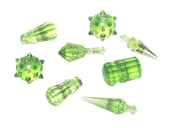 Wojownik - Duch mściciela (przezroczyste zielone), komplet kości RPG, PolyHero PolyHero