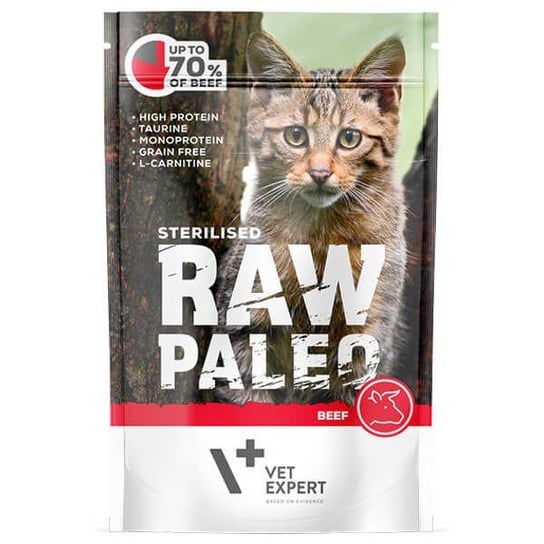 Wołowina dla kota VETEXPERT Raw Paleo Sterilised, 100 g VETEXPERT