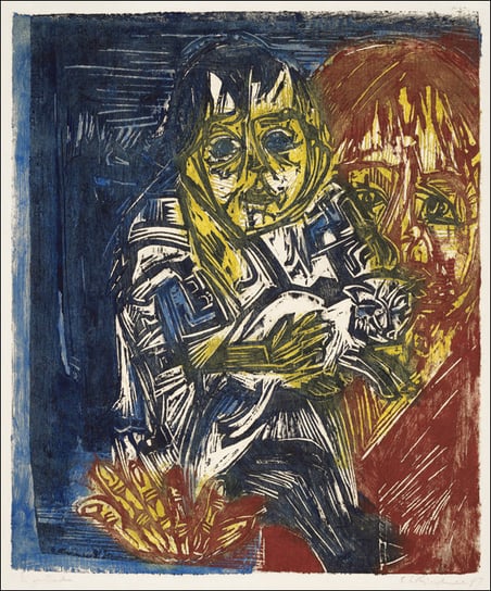 Woman with a Child and a Cat, Ernst Ludwig Kirchner - plakat 20x30 cm Galeria Plakatu